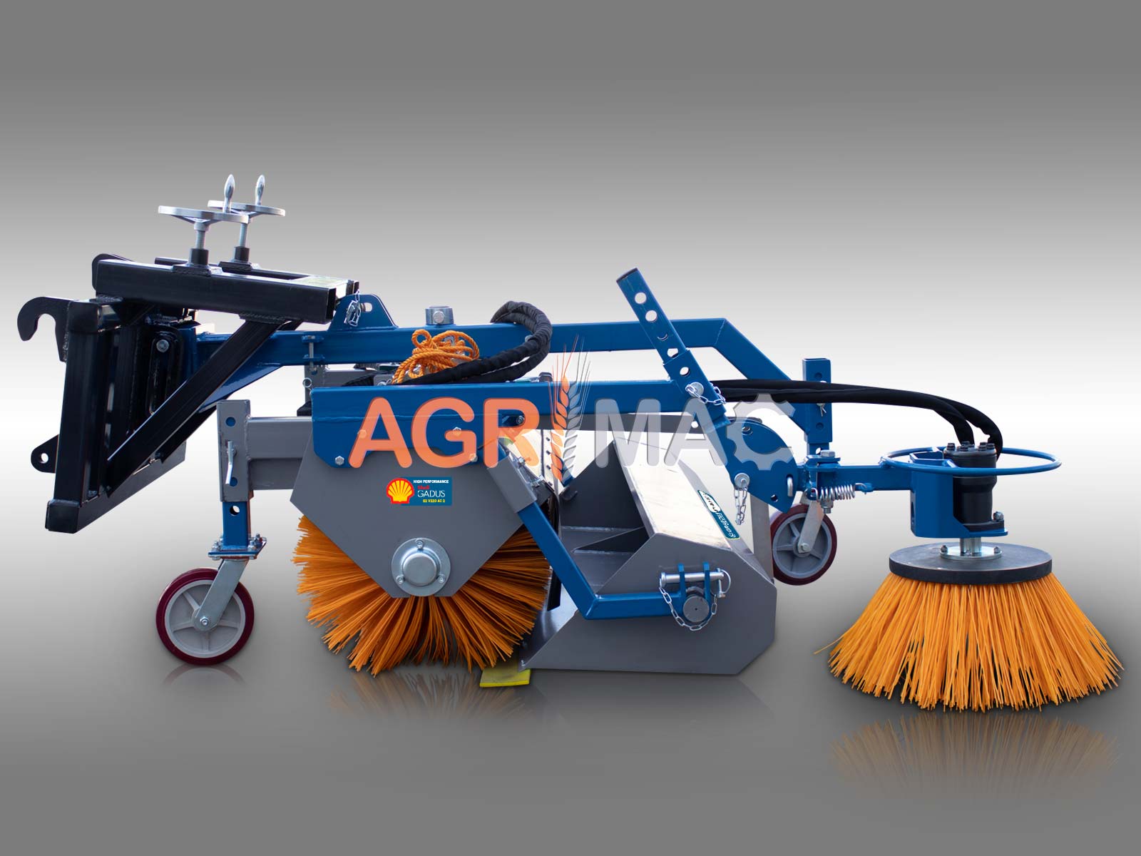 HYGIEIA H180-P | Graecus | Υδραυλική σκούπα καθαρισμού διπλής ζεύξης με επιπλέον πλάγια βούρτσα επαναφοράς και κάδο 